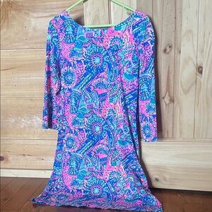 Lilly Pulitzer Vibrant Pink and Blue Long Sleeve Dress